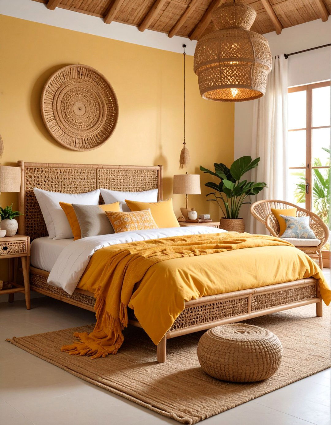 Wicker and Rattan Texture Bedroom - 25 Beach Themed Bedroom Ideas