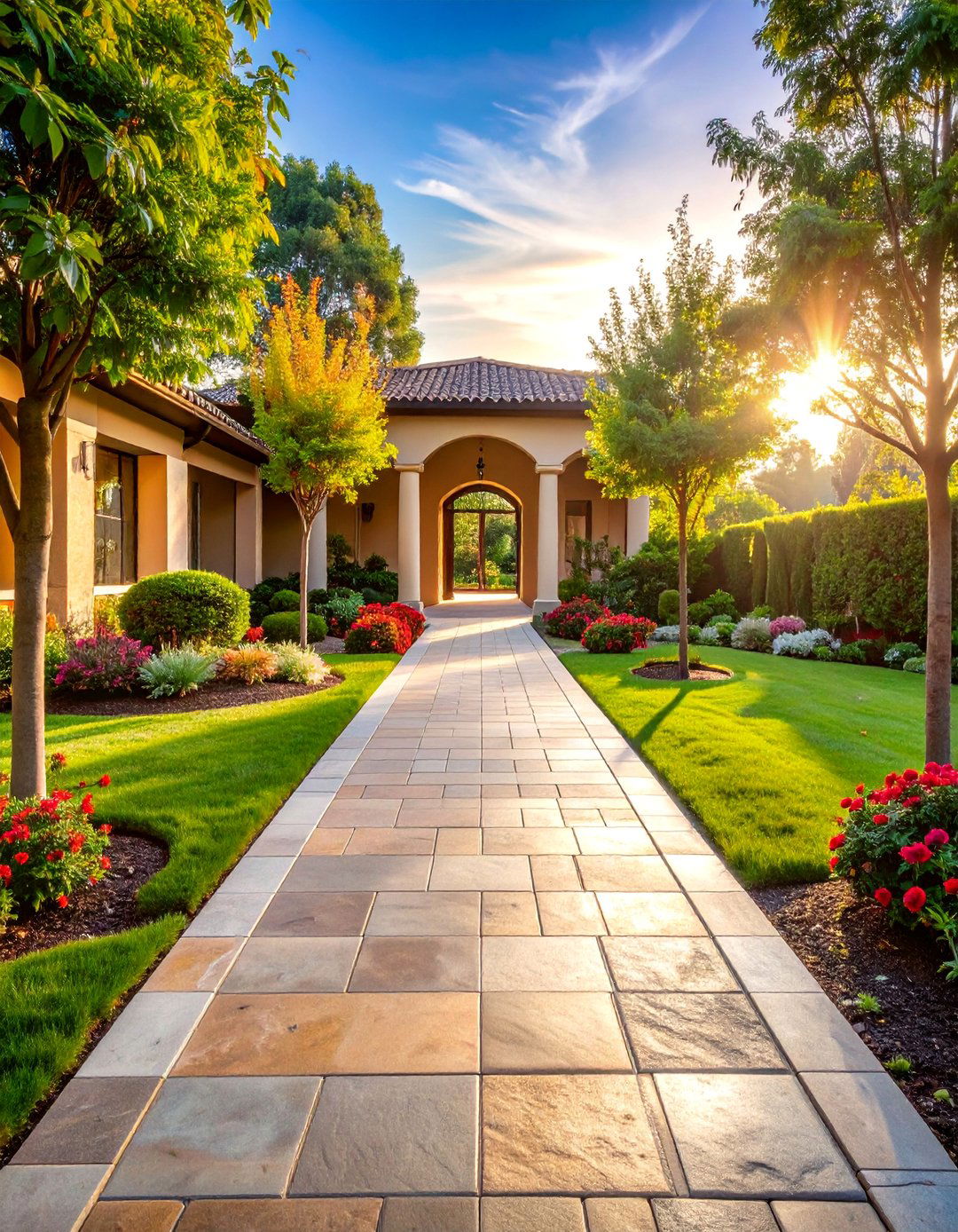 Wide Flagstone Walkway for Formal Entrances - 25 Flagstone Walkway Ideas