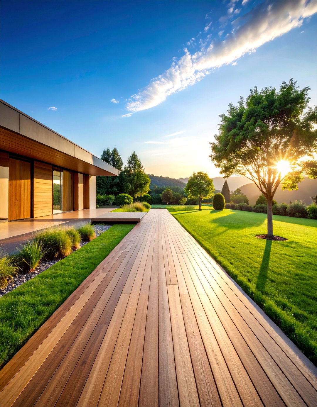 Wide Plank Minimalist Design - 25 Wooden Walkway Ideas