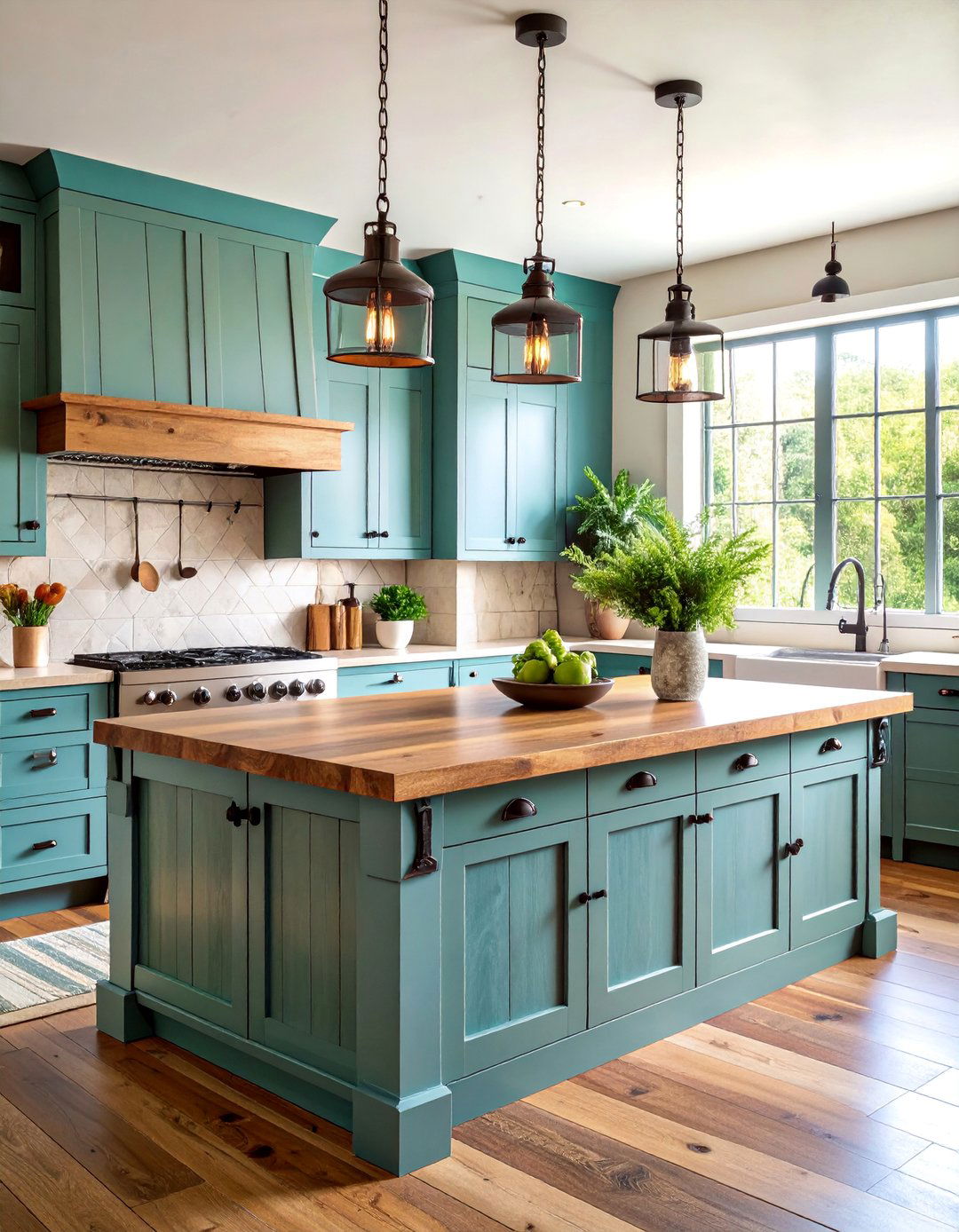 Wide Plank Shiplap Kitchen Island with Rustic Hardware - 25 Shiplap Kitchen Island Ideas