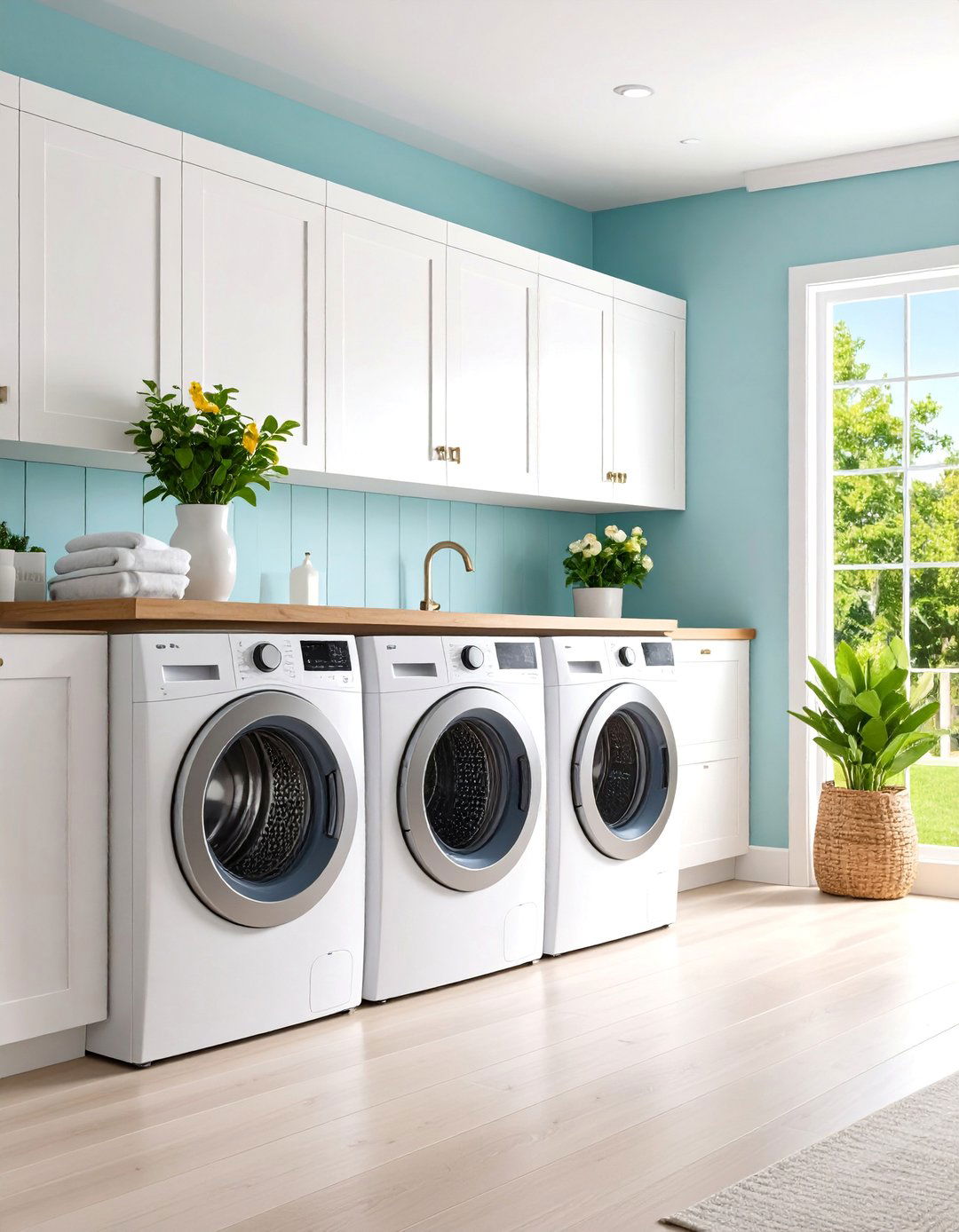 Wide Plank Shiplap with Minimalist Hardware - 25 Shiplap Laundry Room Ideas