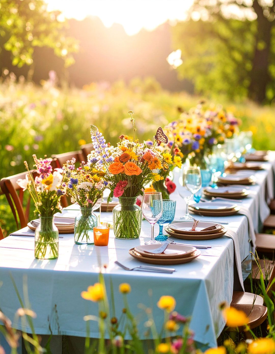 Wildflower Field Table Meadow - 25 Rustic Wedding Centerpieces