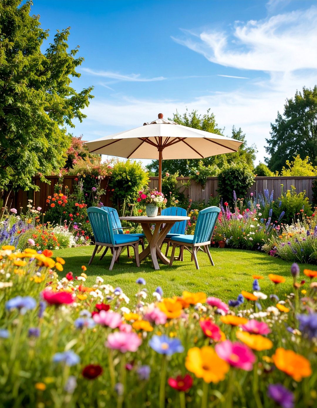Wildflower Meadow Cottage Garden - 25 Low Maintenance Backyard Landscaping Ideas