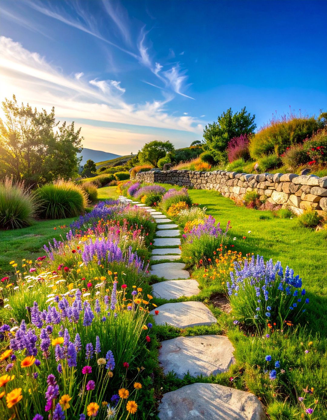 Wildflower Meadow Terraced Garden with Native Plants - 25 Terraced Garden Ideas