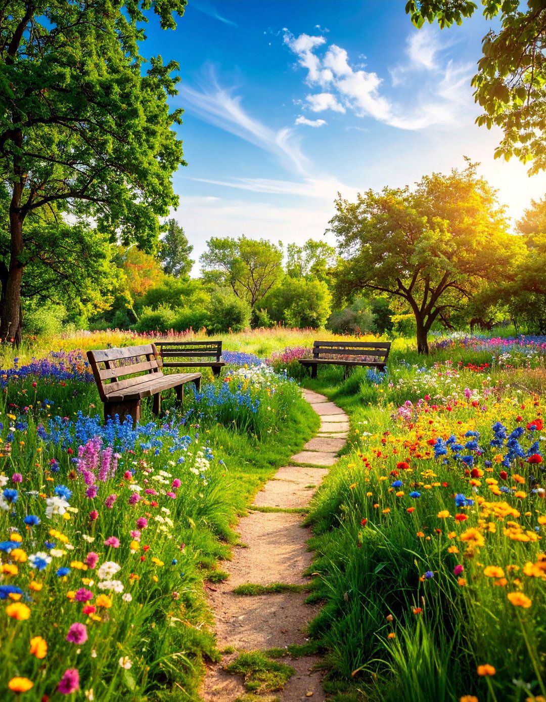 Wildflower Meadow with Mown Pathways - 25 Rustic Landscaping Ideas