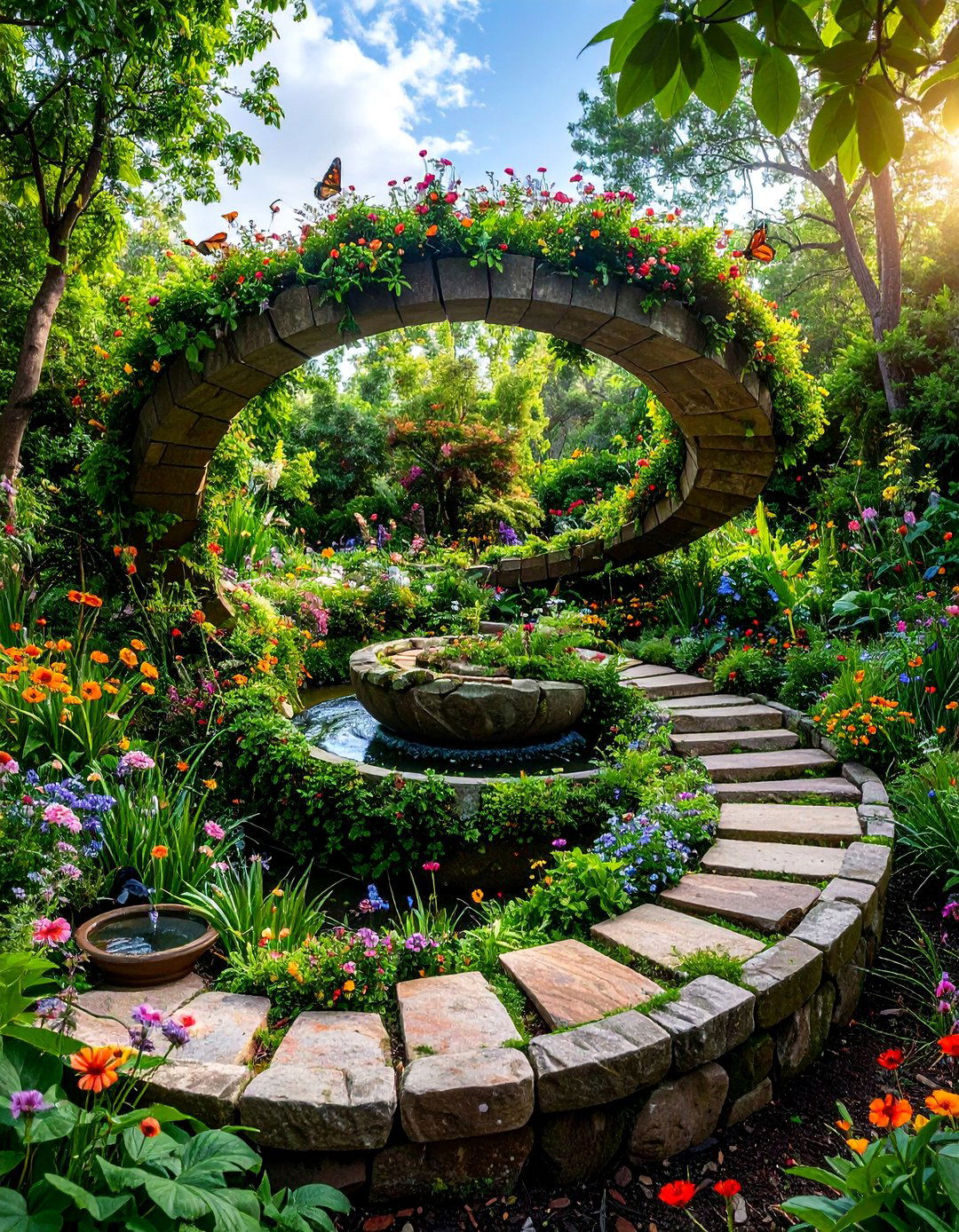 Wildlife Habitat Spiral Garden with Native Ecosystem - 25 Spiral Garden Design Ideas