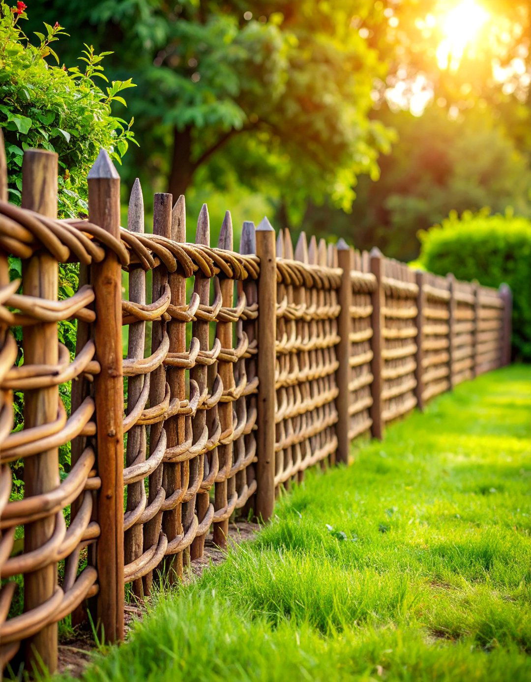Willow Hurdle Rustic Partition - 25 Garden Divider Ideas