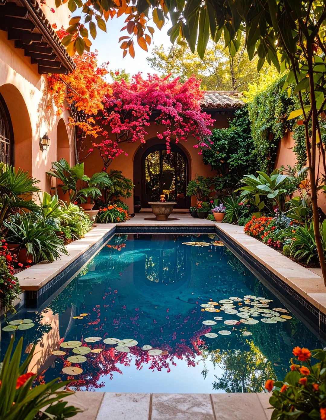 Wind Protected Courtyard Pool - 25 Small Garden Reflecting Pool Ideas