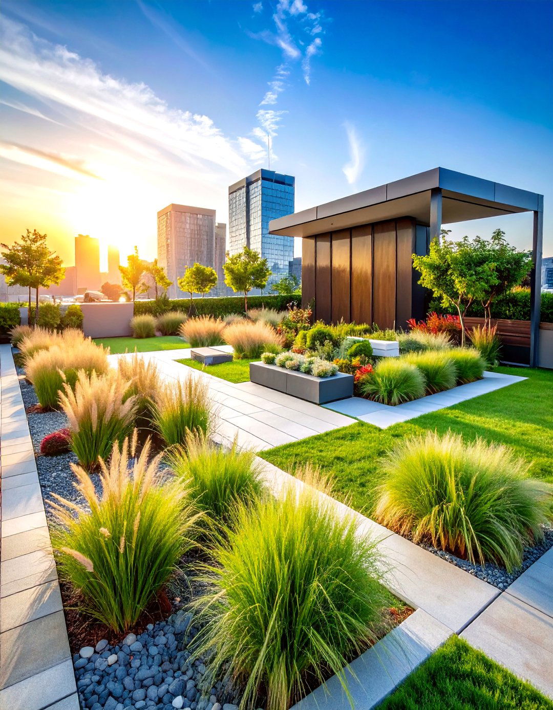 Wind Resistant Ornamental Grass Garden - 25 Rooftop Garden Ideas