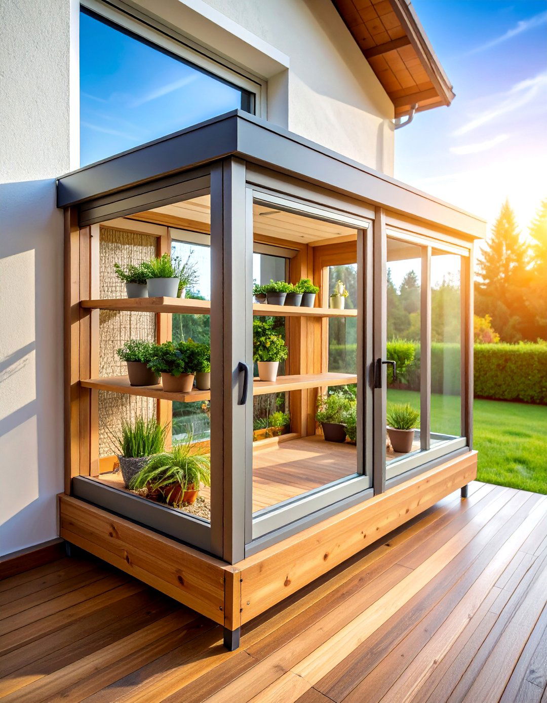 Window Box Catio with Panoramic Views - 25 Outdoor Catio Ideas