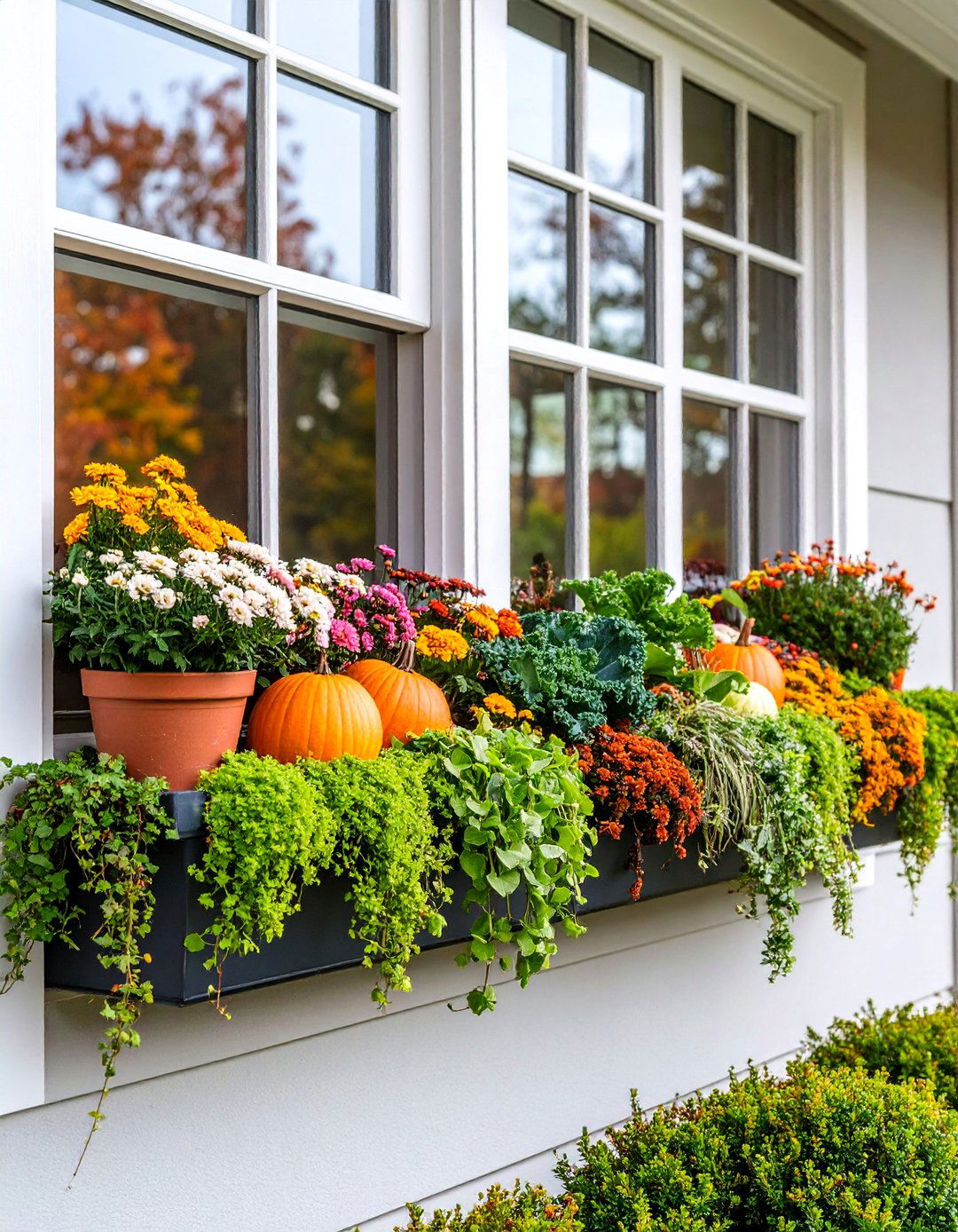 Window Box Fall Display - 25 fall outdoor decorating ideas