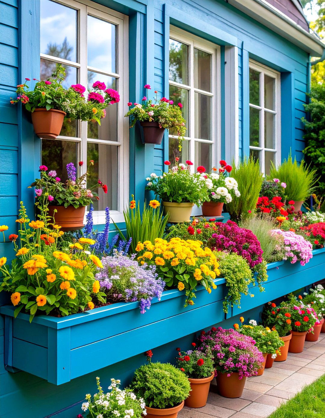 Window Box Garden Display with Seasonal Plantings - 25 Housewarming Decoration Ideas