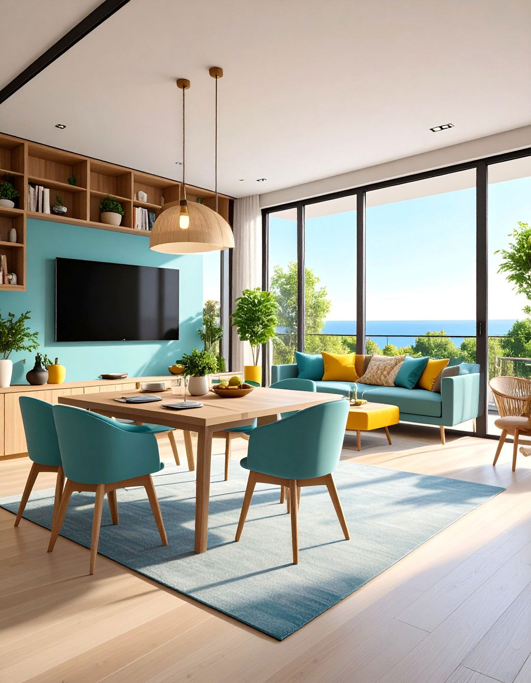 Window Seat Dining with Opposite Wall TV - 25 Small Living Room Ideas With Tv and Dining Table