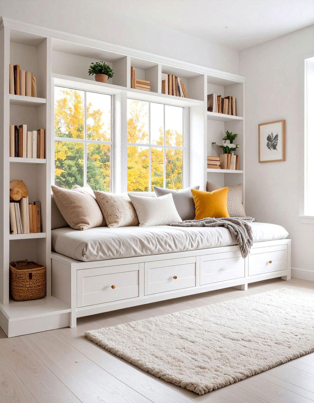 Window Seat Reading Nook with Built In Storage - 25 Bedroom Sitting Area Ideas