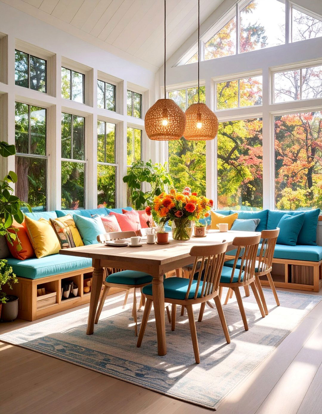 Window Seat Sunroom Dining Room with Cozy Reading Nooks - 25 Sunroom Dining Room Ideas