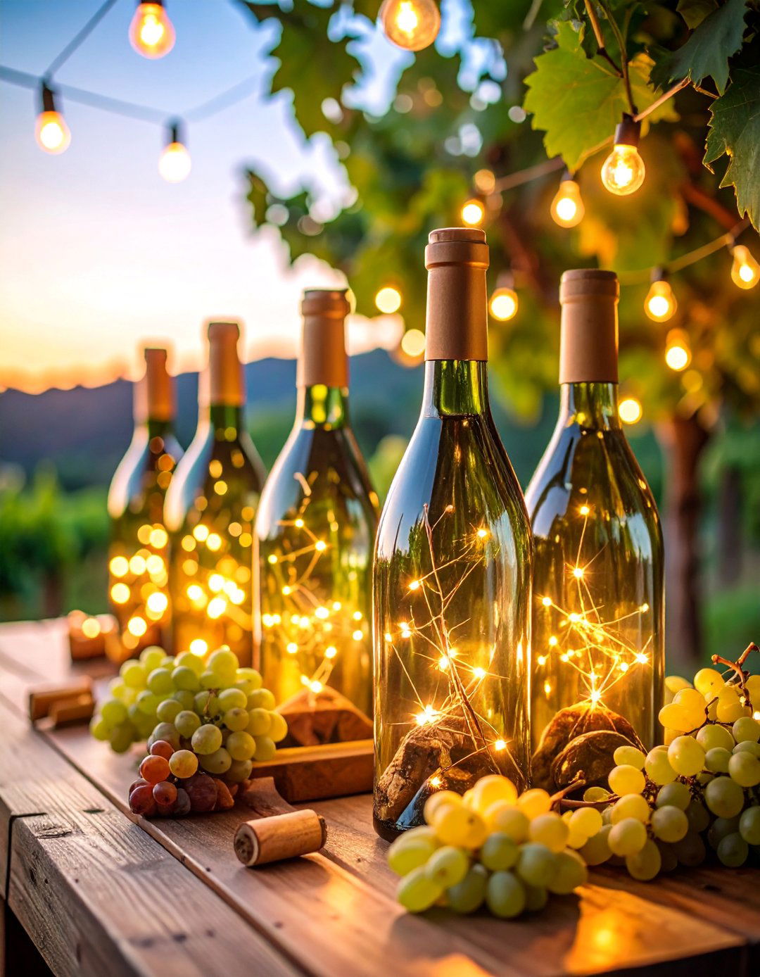 Wine Bottle and Cork Centerpiece - 25 non-floral wedding centerpiece ideas