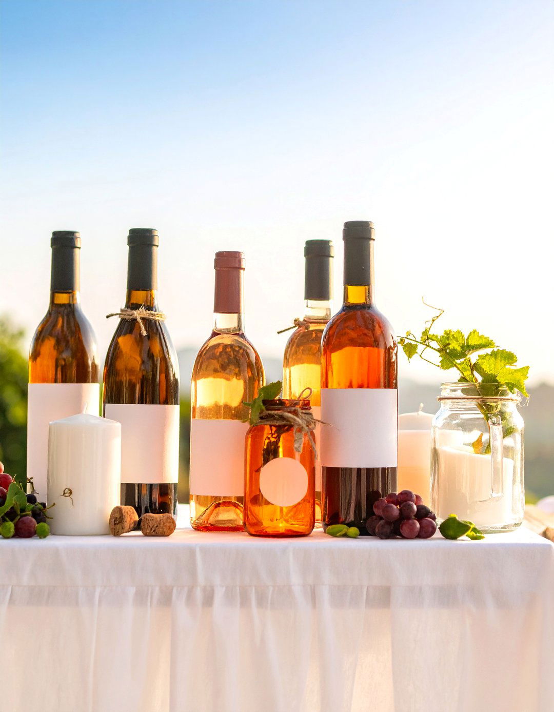 Wine Bottle and Mason Jar Combination - 25 Mason Jar Wedding Centerpieces