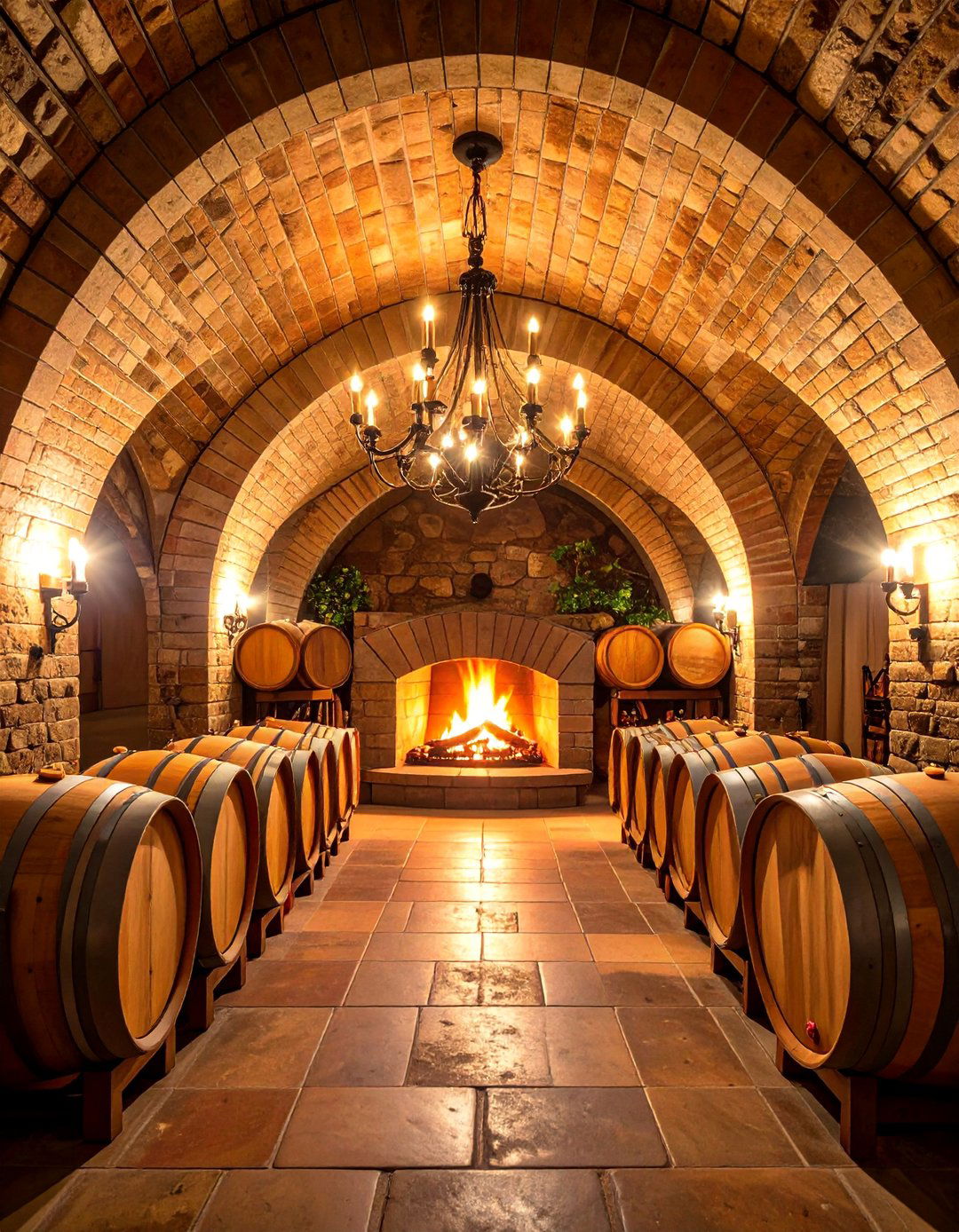 Wine Cellar Stone Fireplace with Barrel Vaulted Ceiling - 25 Spanish Style Fireplace Ideas