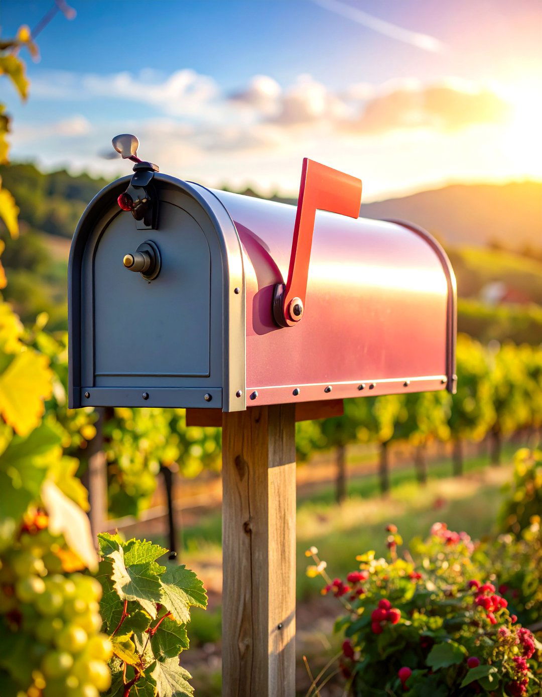 Wine Country Mailbox with Vineyard and Grape Theme - 25 Mailbox Decor Ideas