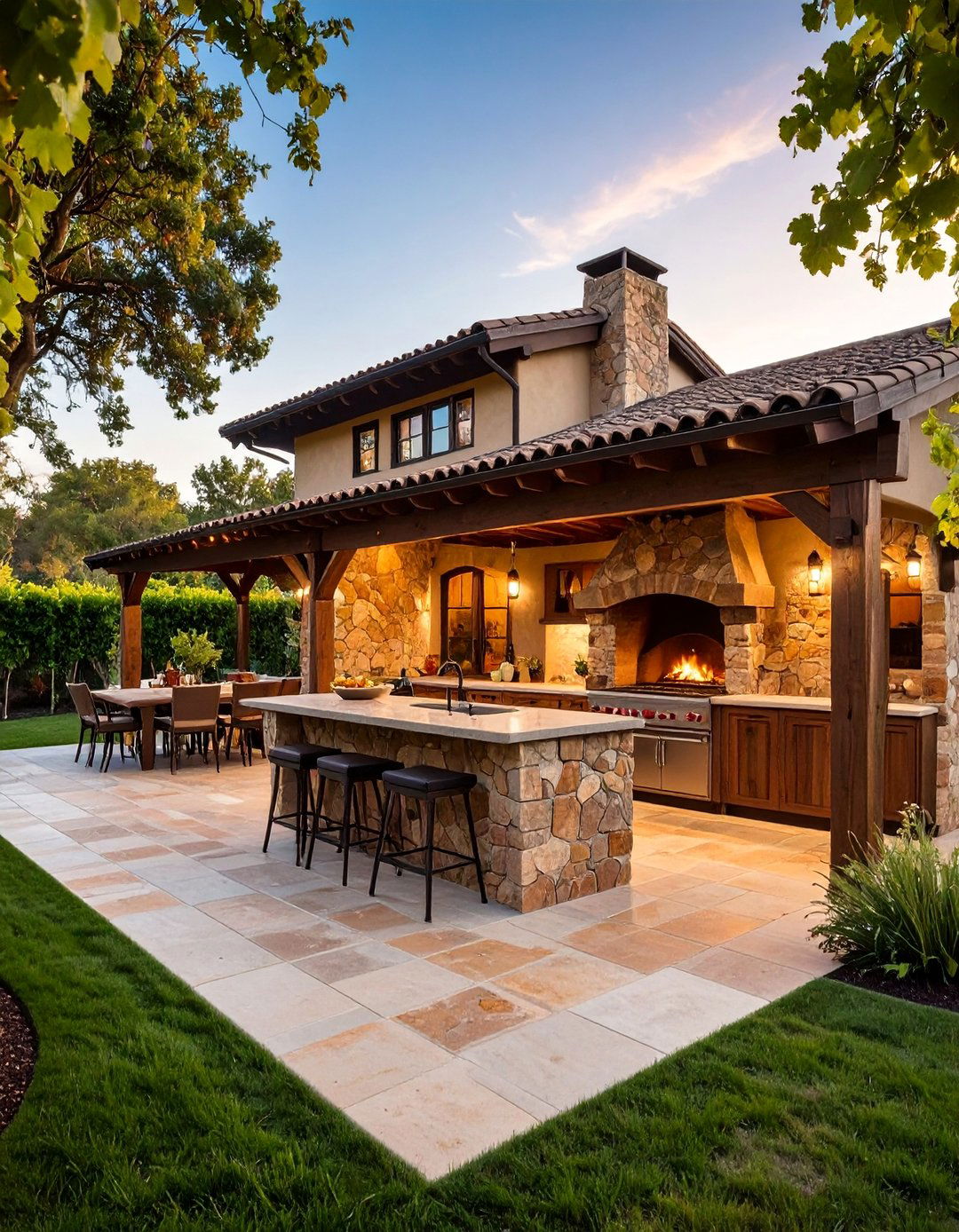 Wine Country Vineyard Kitchen Style - 25 L Shaped Outdoor Kitchen Ideas
