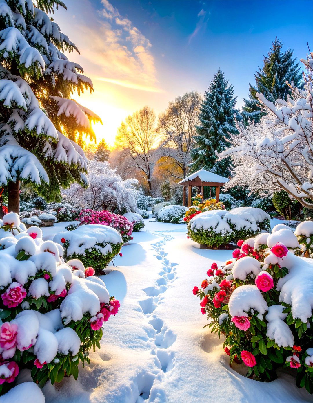Winter Garden with Evergreen Structure and Seasonal Interest - 25 Japanese Garden Ideas