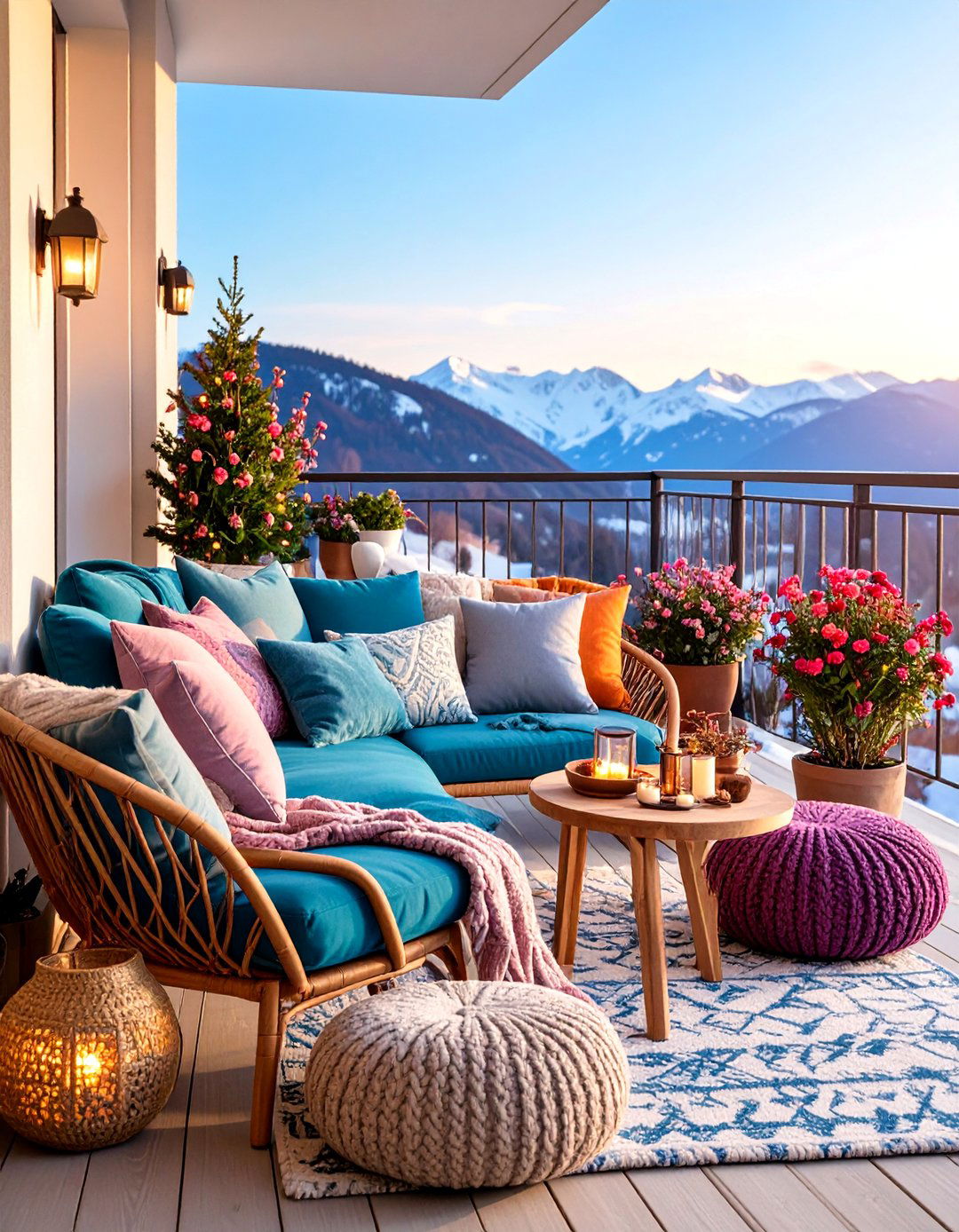 Winter Wonderland Balcony with Cozy Heating Elements - 25 Large Balcony Ideas