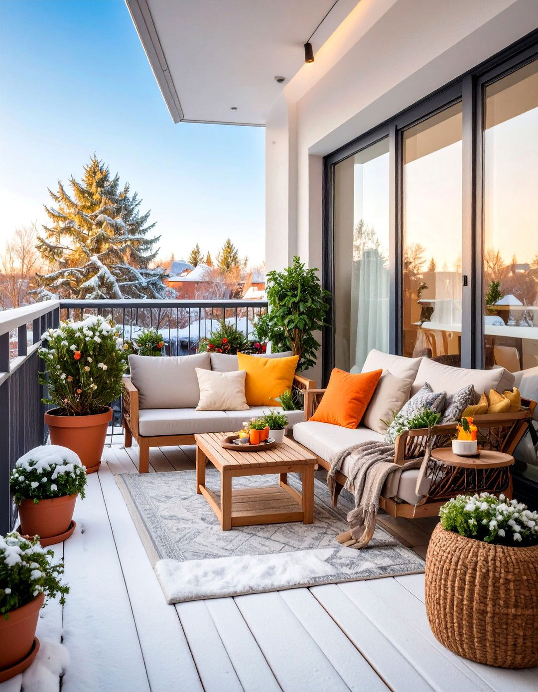 Winter Wonderland Dog Balcony with Seasonal Comfort - 25 Dog Balcony Ideas