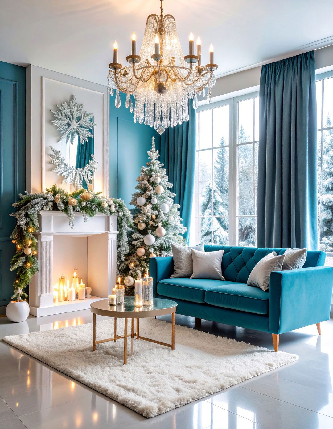 Winter Wonderland Frosted Pine and Silver Garland - 25 Mantel Garland Ideas