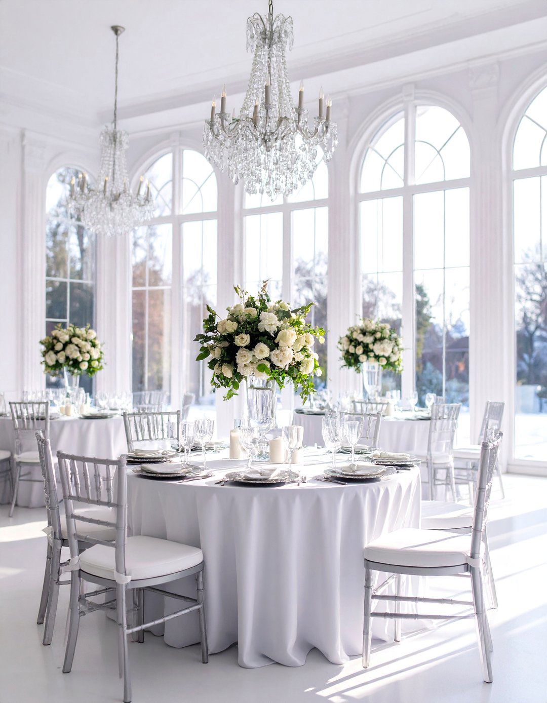 Winter Wonderland with White Florals and Crystal Accents - 25 Party Decoration Ideas