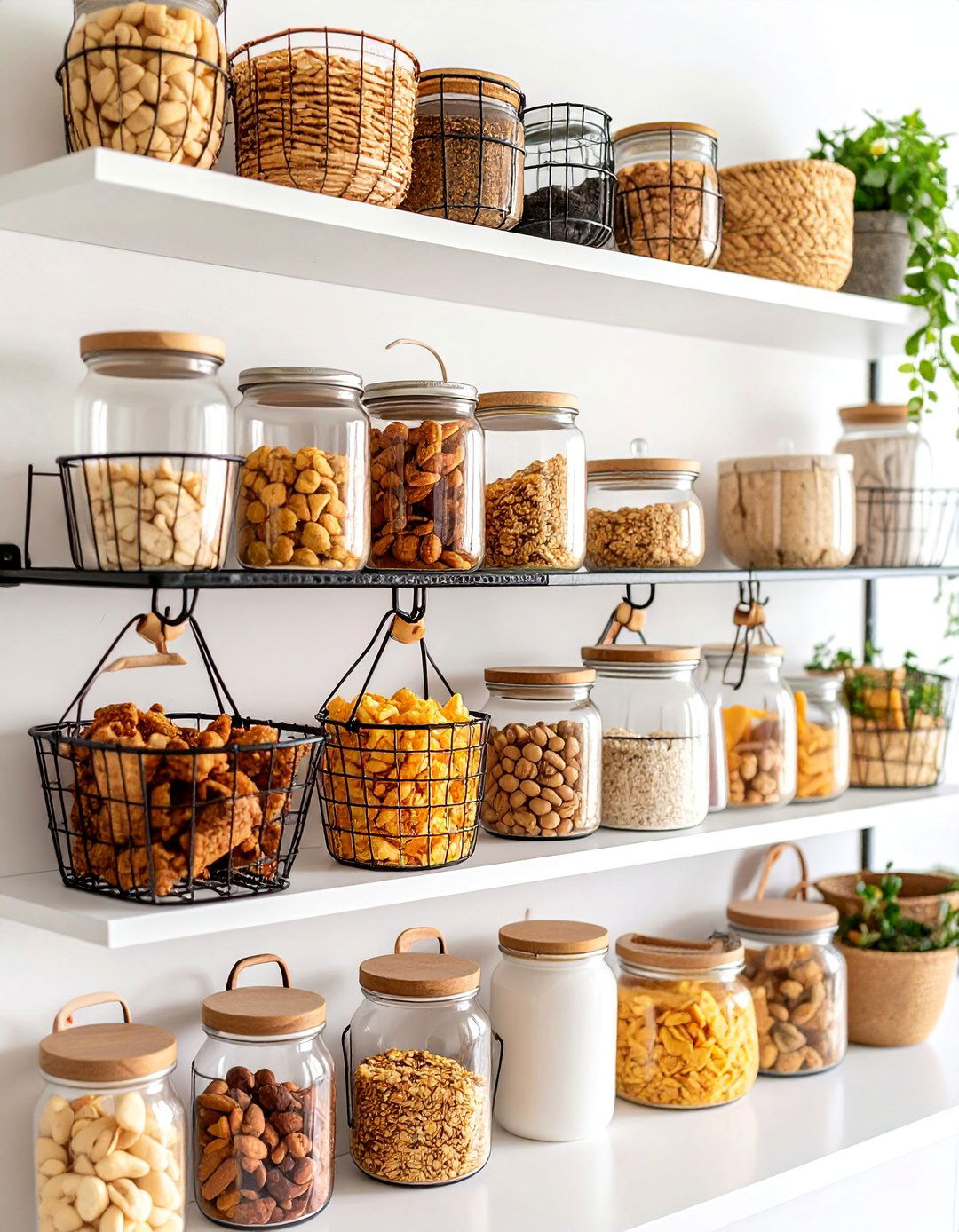 Wire Basket Snack Storage Wall System - 25 Snack Storage Ideas