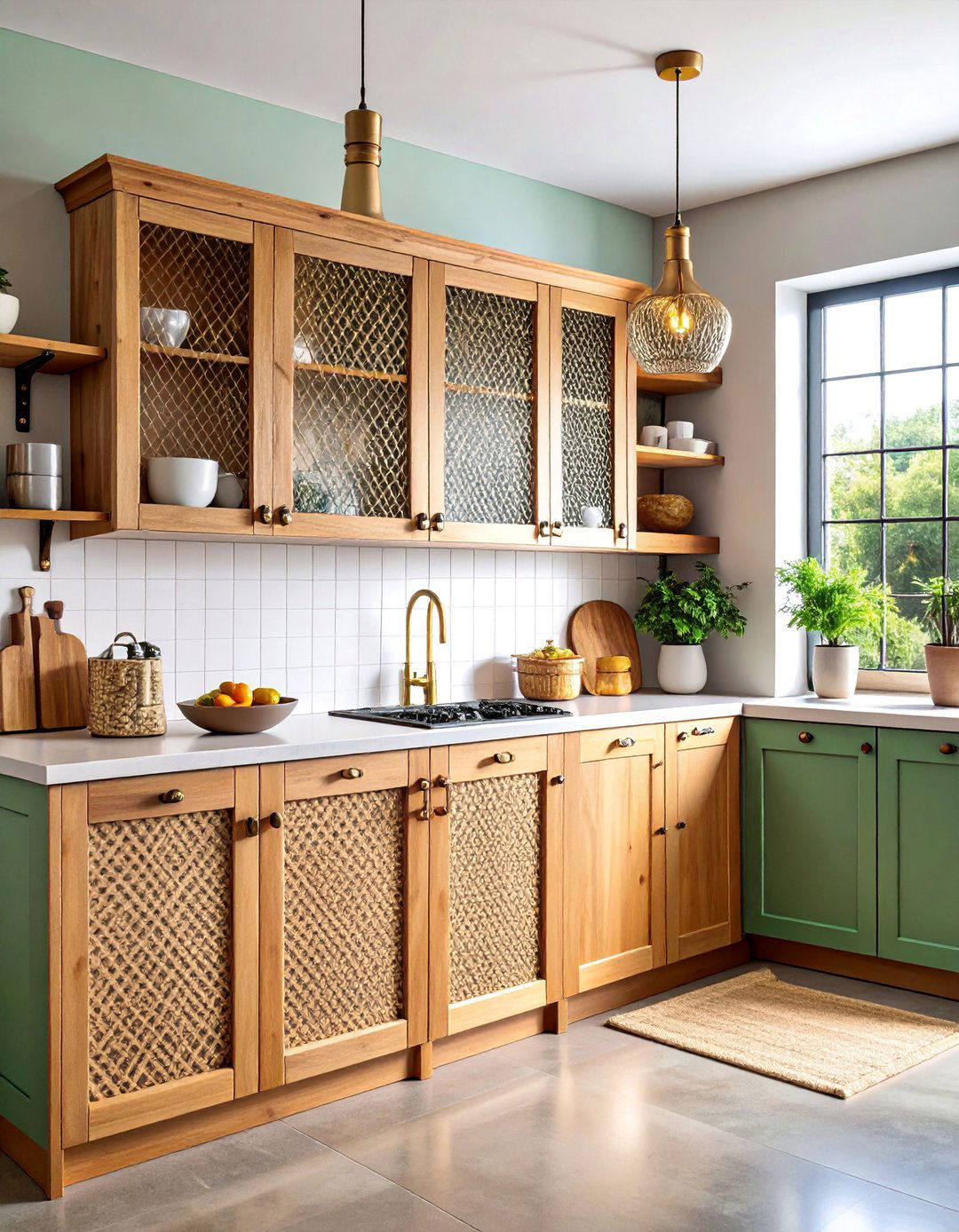 Wire Mesh Kitchen Doors with Rustic Hardware - 25 Kitchen Door Design Ideas