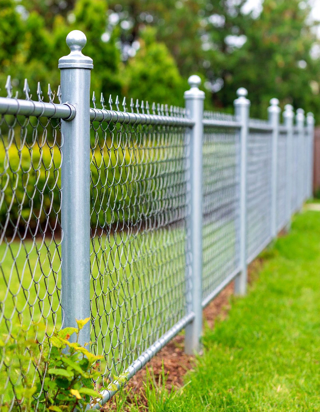 Wire Mesh Panel Fence with Decorative Post Caps - 25 Cheap Privacy Fence Ideas
