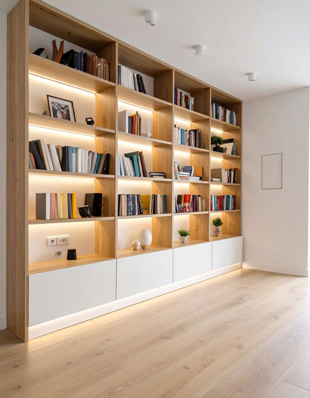 Wireless Battery Powered Puck Lights with Remote Control - 25 Bookshelf Lighting Ideas