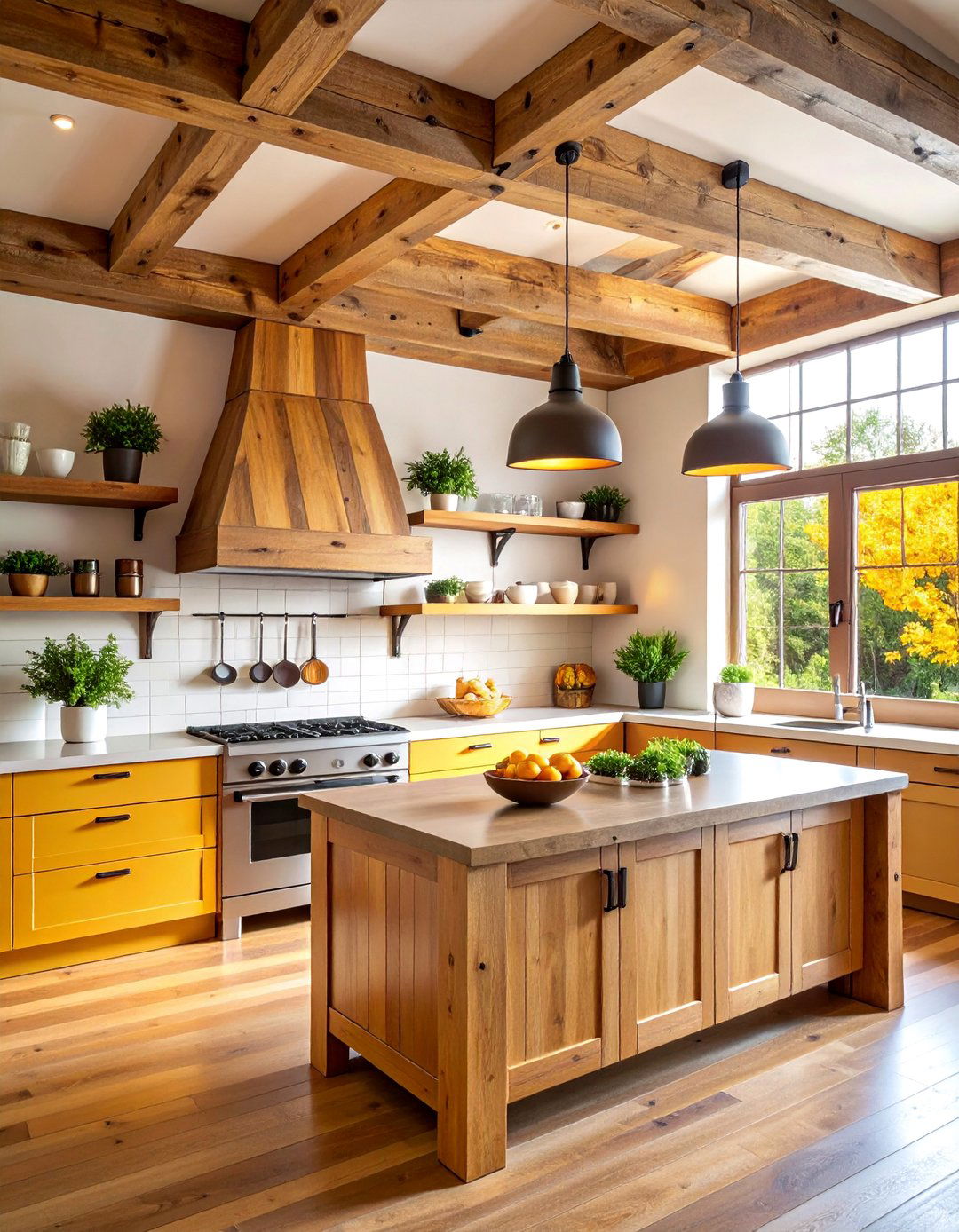 Wood Accent Soffit with Natural Warmth - 25 Kitchen Soffit Ideas