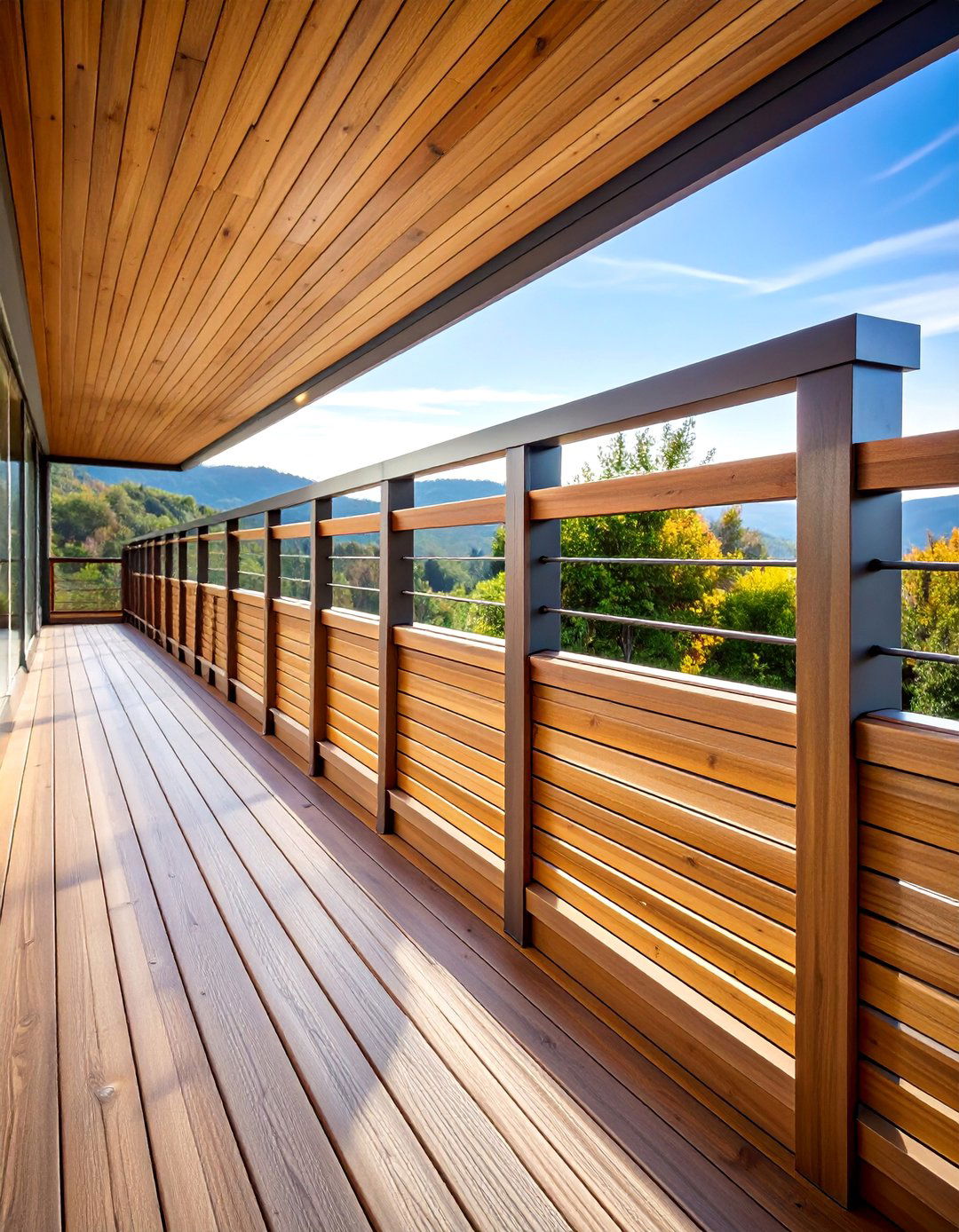Wood Deck Railing with Horizontal Groove Patterns - 25 Wood Deck Railing Ideas