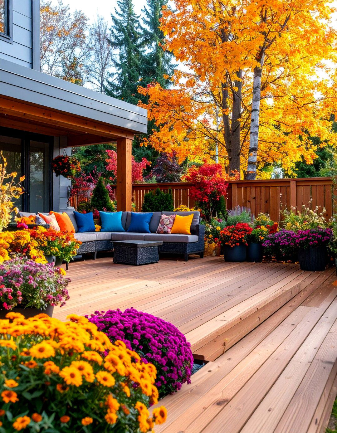 Wood Deck with Seasonal Transformation Features - 25 Wood Deck Ideas