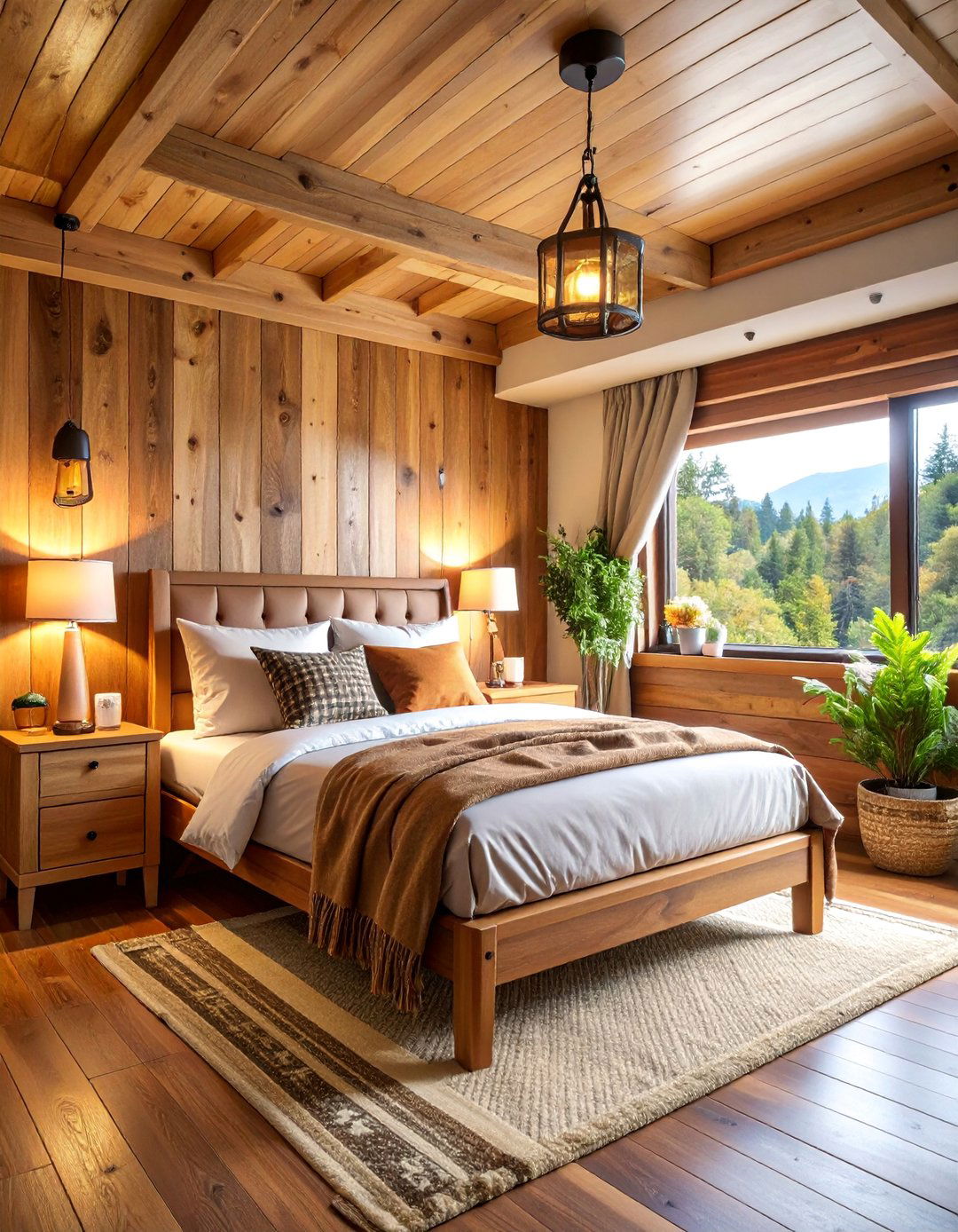 Wood Grain Textured Bedroom Headboard Statement - 25 Rv Wallpaper Ideas