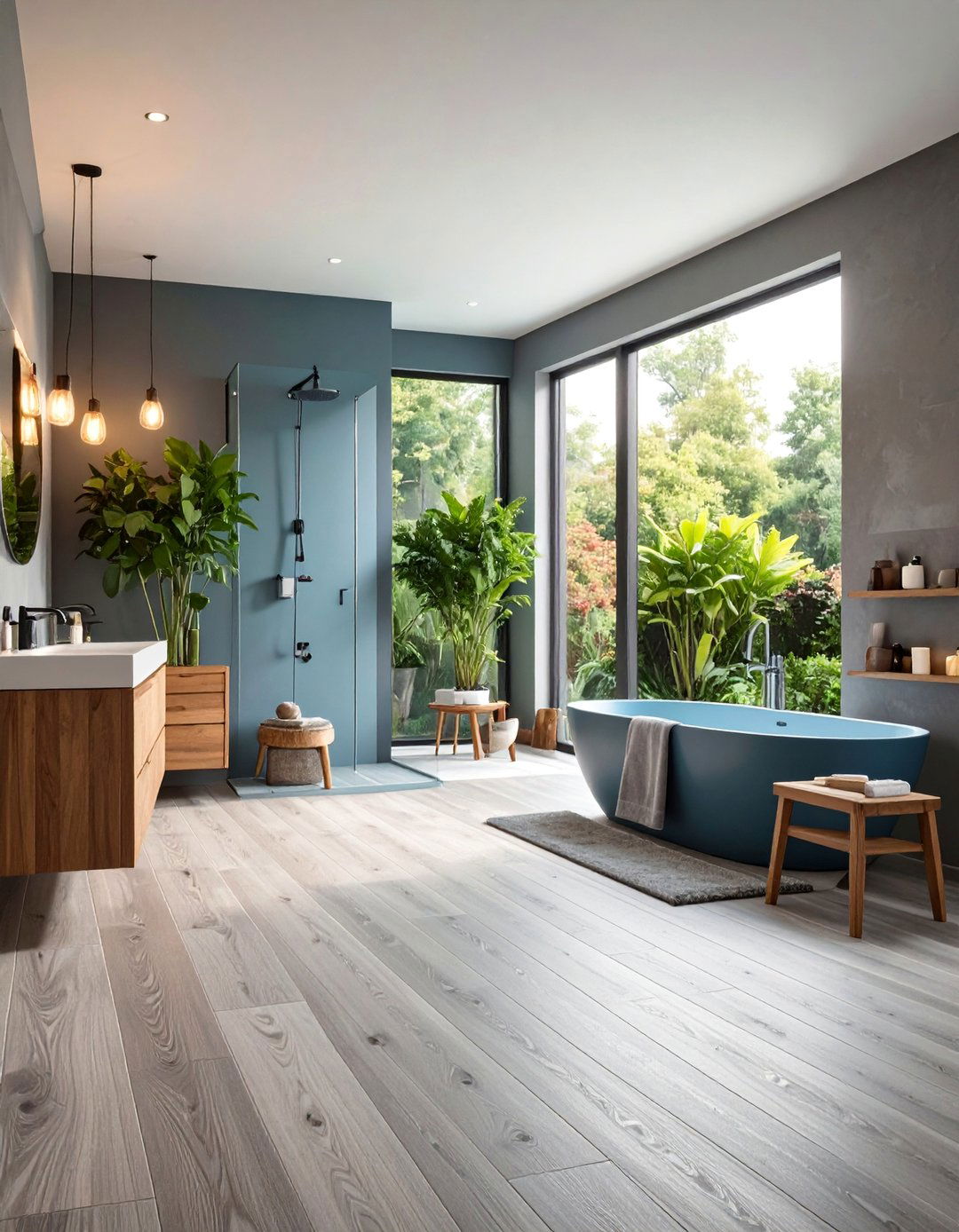 Wood Look Luxury Vinyl Powder Room Floor Tiles - 25 Powder Room Floor Tile Ideas