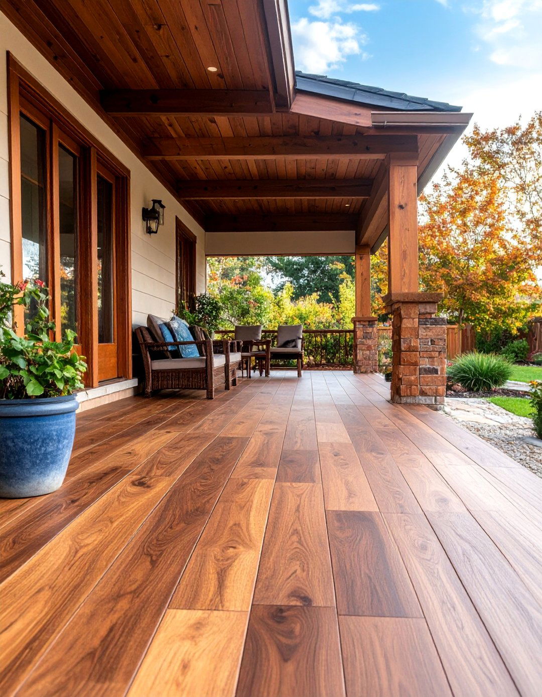Wood Look Porcelain Front Porch Tiles - 25 Front Porch Tile Ideas