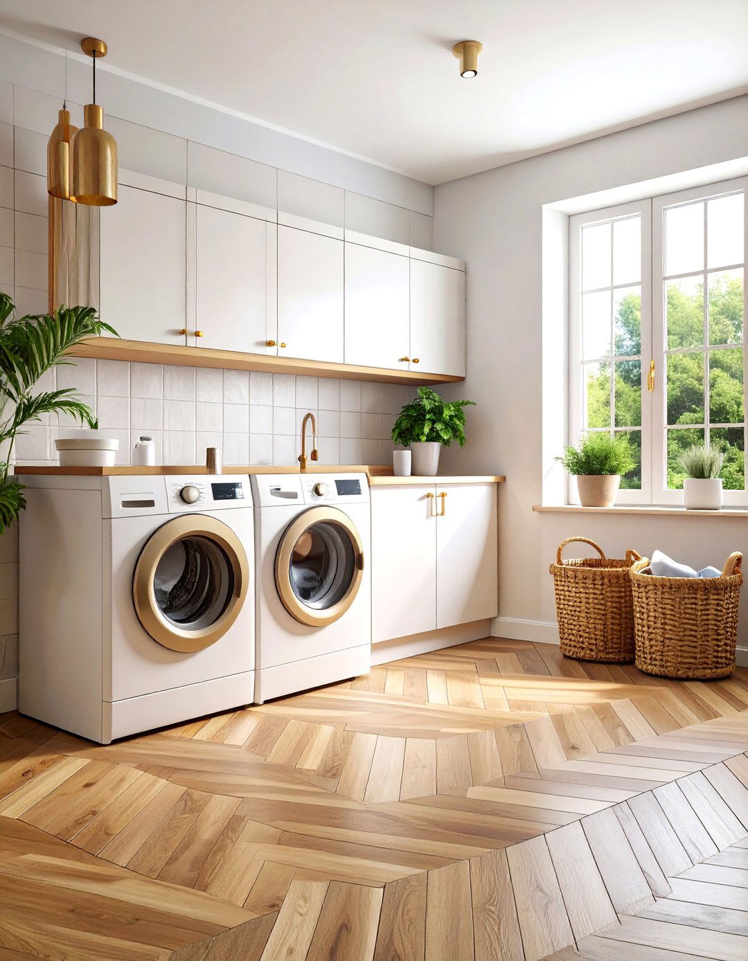 Wood Look Porcelain Plank Tiles - 25 Laundry Room Tile Ideas