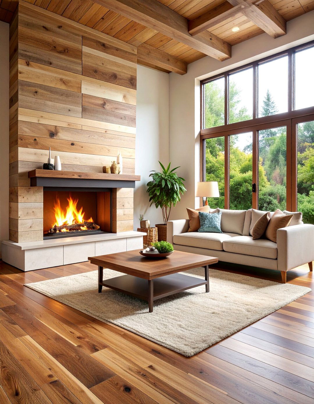 Wood Look Porcelain Planks - 25 Fireplace Tile Ideas