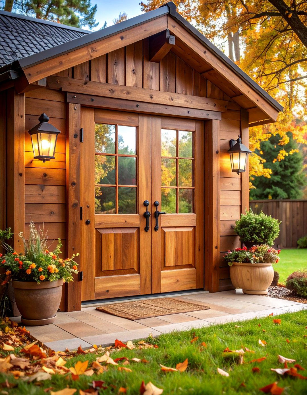 Wood Patio Doors with Natural Stain Finishes - 25 Patio Door Ideas