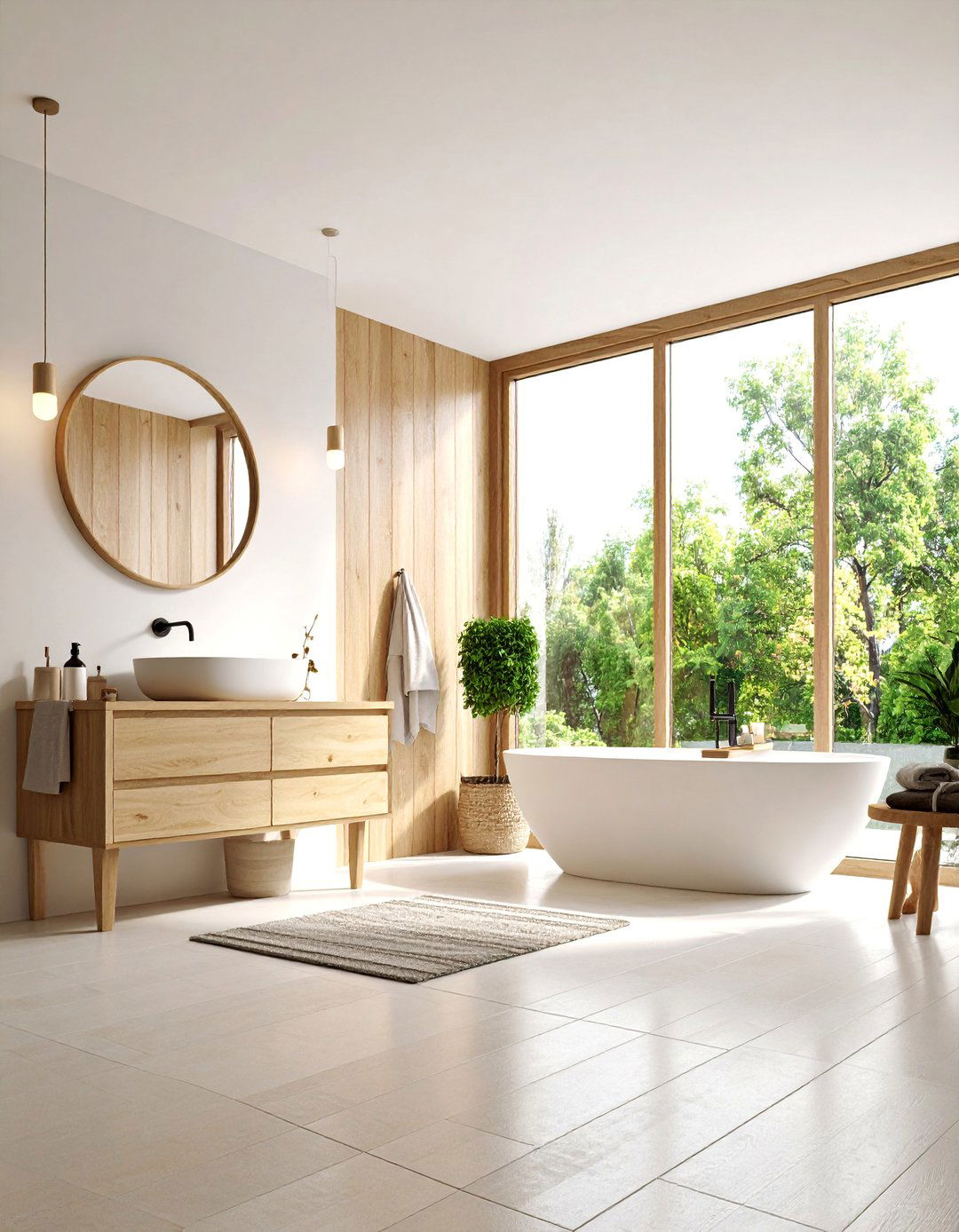 Wood Plank Wall with Scandinavian Design - 25 Bathroom Accent Wall Ideas