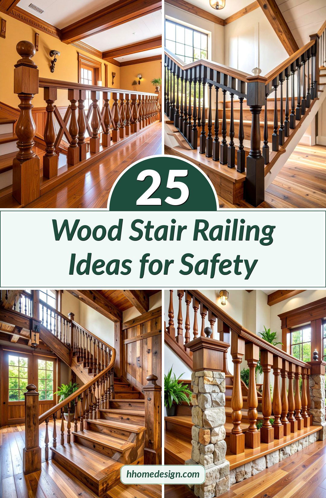25 Wood Stair Railing Ideas for Safety