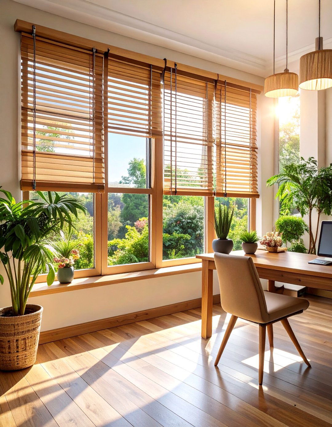 Wood Venetian Blinds with Decorative Tape - 25 Window Treatments Ideas