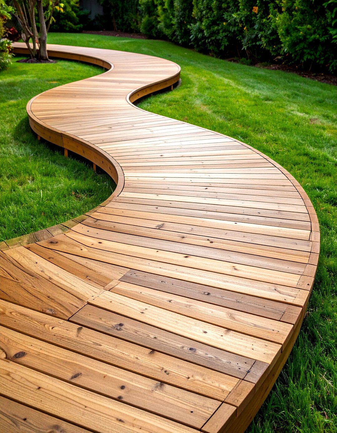 Wooden Boardwalk Curved Design with Composite Decking - 25 Curved Walkway Ideas