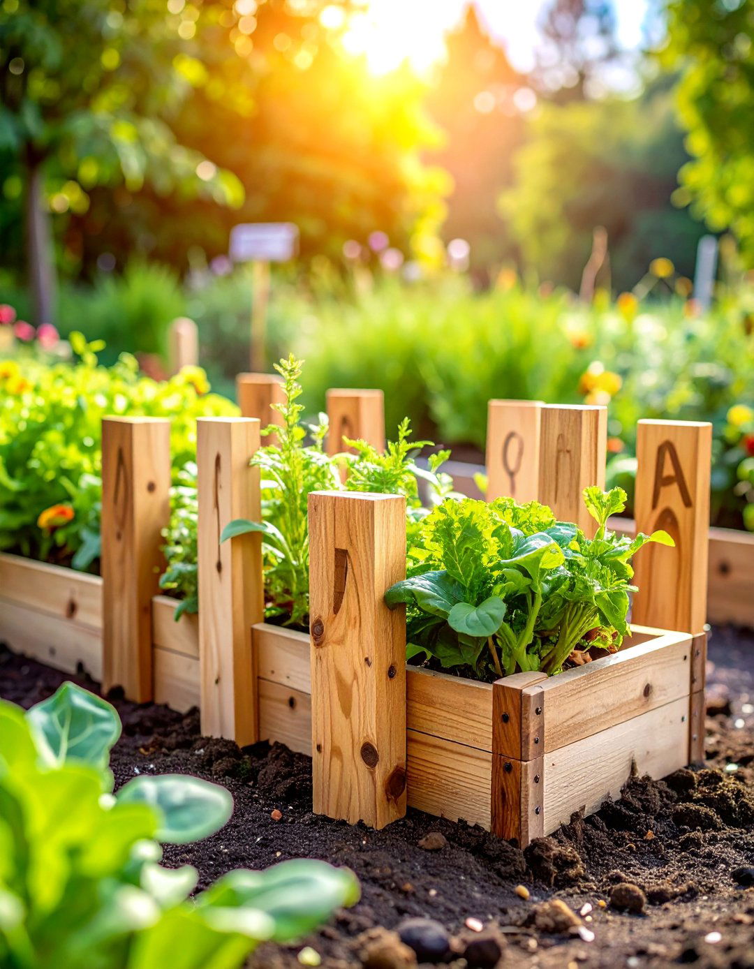 Wooden Burnt Letter Vegetable Markers - 25 Garden Sign Ideas