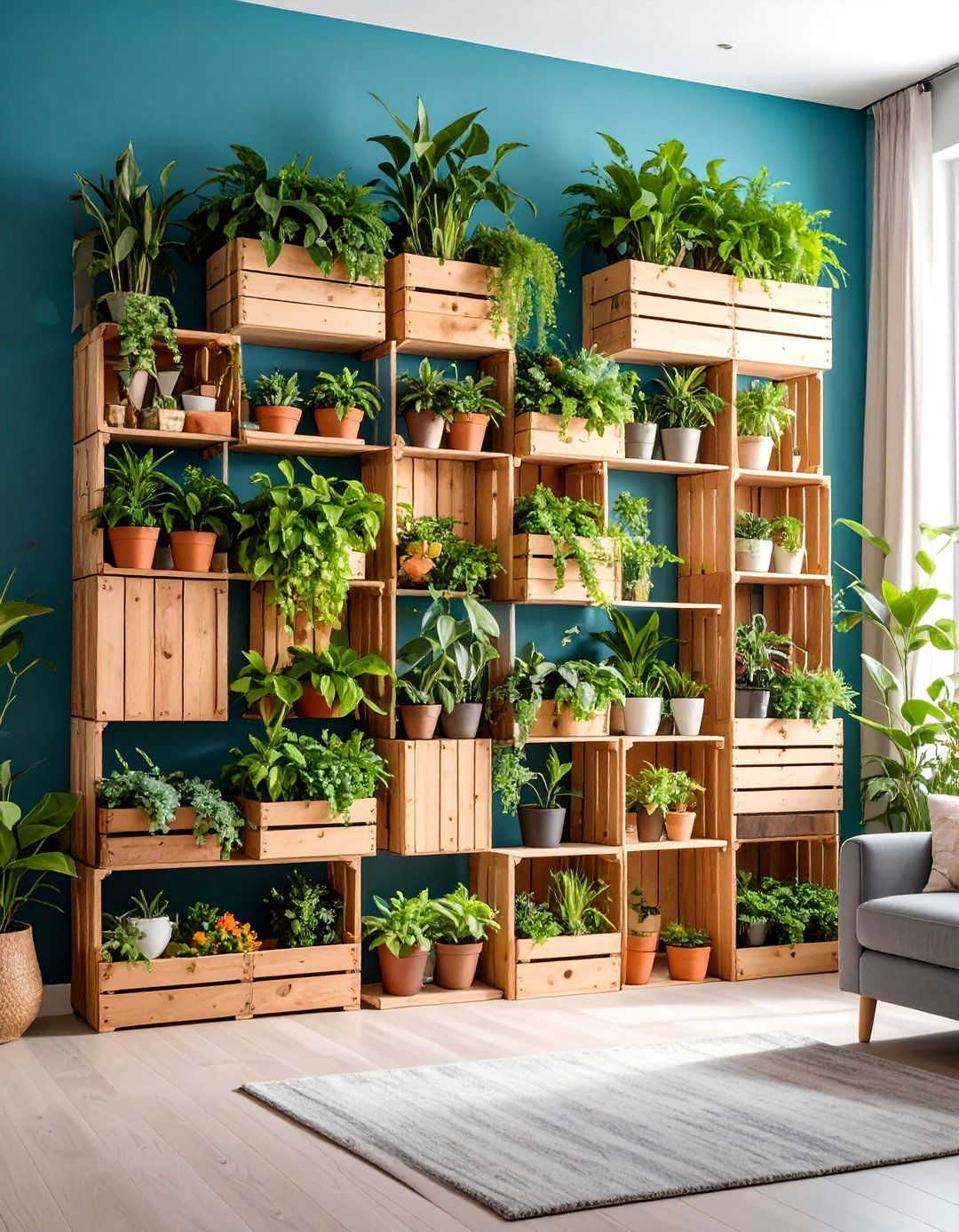 Wooden Crate Vertical Garden - 25 Indoor Plant Wall Ideas