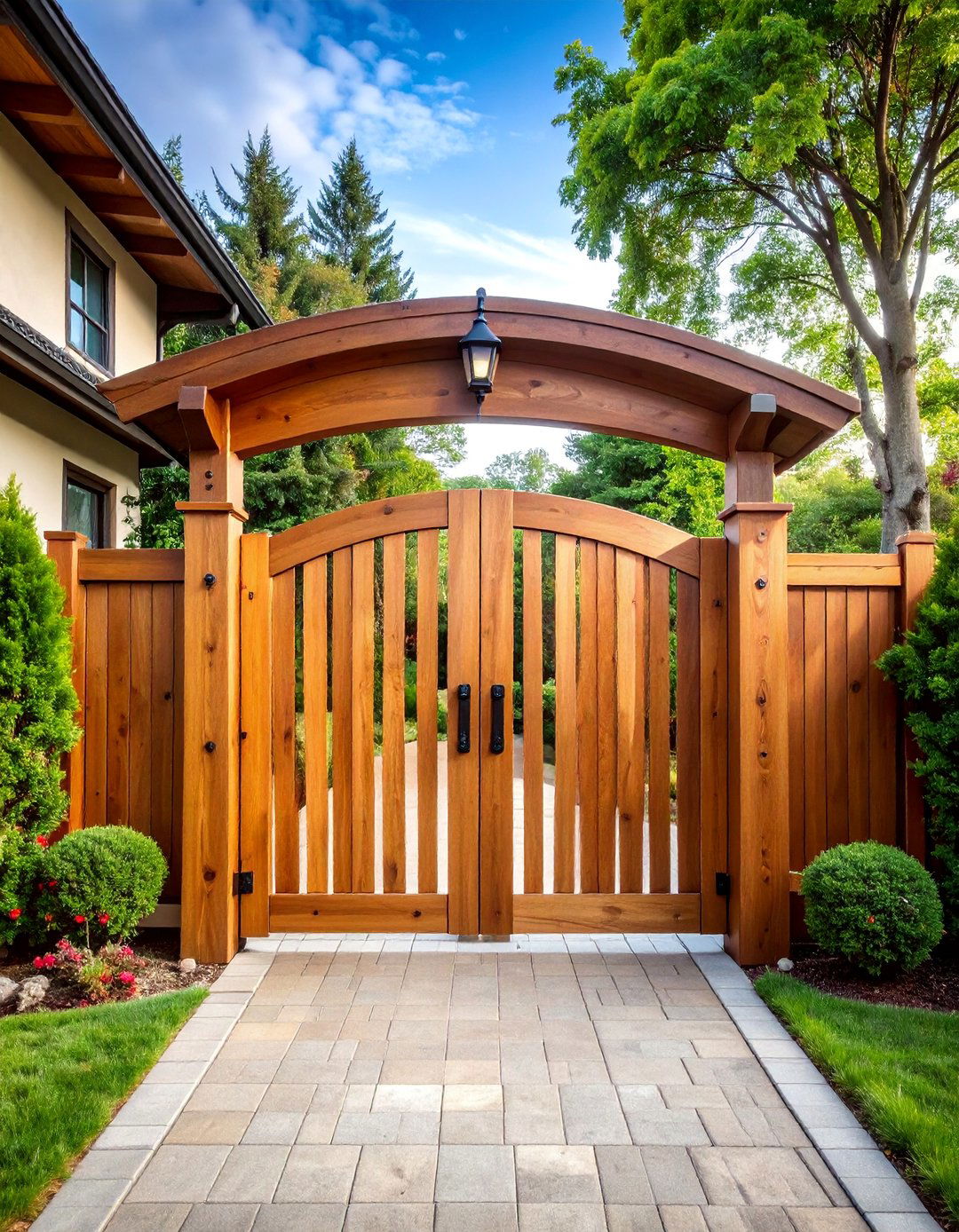 Wooden Gate with Rustic Charm - 25 driveway entrance ideas