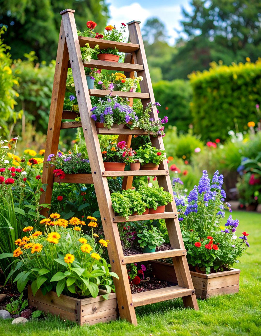 Wooden Ladder Repurposed Raised Garden Bed - 25 Raised Garden Bed Ideas